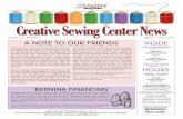 Creative Sewing Center News - Amazon Web Servicessiterepository.s3.amazonaws.com/1049/april_2015.pdfvaluable experience and we can deal with issues often missed by other repair centers.