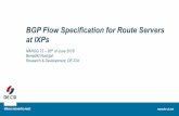 BGP Flow Specification for Route Servers at IXPs · Cisco Systems B. Greene Juniper Networks J. Mauch NTT America D. McPherson Arbor Networks August 2009 Dissemination of Flow Specification