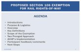 AGENDA - environment.transportation.orglater in this presentation 12/20/2016 29 EXEMPTION WOULD NOT APPLY TO: •Replacement of rails, ties, and ballast •Replacement of component