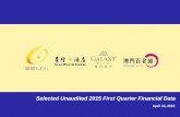 Selected Unaudited 2015 First Quarter Financial Data...(澳洲/亞洲) International Gaming Awards 國際博彩業大獎 4th Outstanding Corporate Social Responsibility Award 第四屆傑出企業社會責任獎