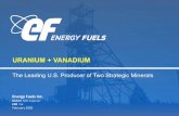 URANIUM + VANADIUM · • Ready to resume production within 12 months of “GO” decision • Significant in-ground uranium resources. 9. 4.6M lbs. Annual licensed capacity. 1.5M