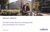 About Valiant Overview About Valiant Business Strategy 2024 Q1 2020 financial results Financial targets and outlook for 2020 Environmental, social and governance milestones Appendix