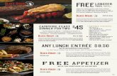 FREE - Black Angus Steakhouse...Mon. – Fri. at participating restaurants. Good for up to 6 people. Good for lunch menu entrées, excluding High Noon Feast combos. Beverage purchase