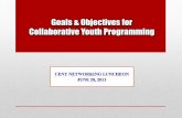 Goals & Objectives for Collaborative Youth Programming and Objectives in... · 2015-06-19 · GOALS DIFFER FROM OBJECTIVES •Goals are general guidelines that explain what you want