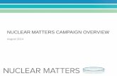 NUCLEAR MATTERS CAMPAIGN OVERVIEW...Nuclear Matters doesn’t prescribe any particular solution, but rather encourages policymakers and stakeholders to take steps that will enable
