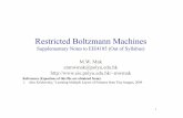 Restricted Boltzmann Machinesmwmak/papers/RBM.pdf3 Restricted Boltzmann Machines • Given the joint probability of v and h is • Intui8vely, the conﬁguraon (v,h) leading to low