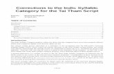 Corrections to the Indic Syllabic Category for the Tai ...Corrections to the Indic Syllabic Category for the Tai Tham Script Proposer: Richard Wordingham Date: 30 April 2017 ... increasing