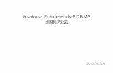 Asakusa Framework-RDBMS 連携方法...– AsakusaアプリケーションのDirect I/OでHDFS上にファイルを作成し、RDBMS連携ツールでDBに反映する。 構成の特徴