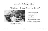“2 bits, 4 bits, 6 bits a Byte”Comp411 – Spring 2013 1/14/13 L02 –Information Theory 1 4-1-1 Information “2 bits, 4 bits, 6 bits a Byte” - Representing information using