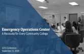 Emergency Operations Center - Community College Facility ...3 Emergency Operations Center: A Necessity for Every Community College CCFC Conference // 9.11.2018 Introduction AGENDA