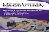 Lifelong Learning Institute Directory · Lifelong Learning Institute Directory ... they include more than 400 known Lifelong Learning Institute (LLI) programs throughout the US.The