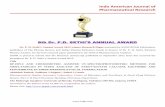 Indo American Journal of Pharmaceutical Research · Indo American Journal of Pharmaceutical Research 8th Dr. P.D. SETHI'S ANNUAL AWARD Dr. P. D. Sethi’s Annual Award 2012 winner