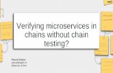 Verifying microservices in chains without chain testing? · • Spotify: Testing of Microservices Special thanks to AgiliX @ TestCon Europe 2019. Title: Verifying microservices in