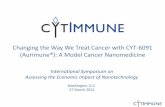 Changing the Way We Treat Cancer with CYT-6091 …...CYT-6091 is able to reduce toxicity and increase efficacy. CYT-6091: Avoids Immune Recognition and Uptake PEG bound to gold nanoparticles
