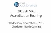 2019 ATMAE Accreditation Hearings...COI –Fatemeh Davoudi, Glenn Rettig Team Recommendation: Reaccreditation with a 2-year report on partial compliance items. I move we accept this