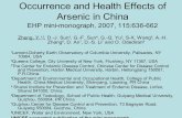 Occurrence and Health Effects of Arsenic in China€¦ · Occurrence and Health Effects of Arsenic in China EHP mini-monograph, 2007, 115:636-662 Zheng, ... (e.g. ultramafic rocks)