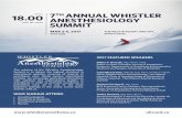 18.00 7TH ANNUAL WHISTLER ANESTHESIOLOGY SUMMIT · 0800 Anesthetic-Induced Neurodegeneration of the Developing Brain Part 1 Dr. Sulpicio Soriano 0830 ... 30 Years of Investigating