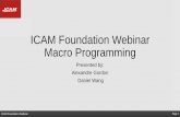 ICAM Foundation Webinar Macro Programming · ICAM Foundation Webinar: Modules 1. ICAM Macro Language 2. String Formatting. 3. User Defined Syntax Macro Introduction. ICAM Foundation