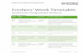 Freshers’ Week Timetable - University of Reading...History Postgraduate Welcome Room 142, HumSS Welcome to all Masters and PhD Students. Chance to meet fellow students and staff.