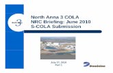 North Anna 3 COLA NRC Briefing: June 2010NRC Briefing ... · Summary of Changes: FSAR Ch 2 ( t )FSAR Chap. 2 (cont.) – 2.4,,y gy Hydrology zRevised local probable maximum precipitation
