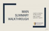Main Summary walkthrough - PCCD Home Page · INFORMATION GUIDE This walkthrough provides step by step instructions on how to complete the Main Summary page of a grant application