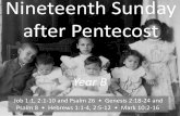 Nineteenth Sunday after Pentecost · Nineteenth Sunday after Pentecost Year B Job 1:1, 2:1-10 and Psalm 26 • Genesis 2:18-24 and Psalm 8 • Hebrews 1:1-4, 2:5-12 • Mark 10:2-16