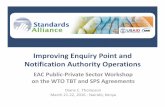 Improving Enquiry Point and Notification Authority Operations Documents/Standards Activities/International...EAC Public‐Private Sector Seminar on the WTO TBT and SPS Agreements ‐March