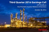 Third Quarter 2016 Earnings Call - YTD 2016 Sources and Uses of Cash Funding shareholder distributions