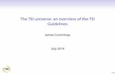 The TEI universe: an overview of the TEI Guidelinestei.it.ox.ac.uk/Talks/2014-07-dhoxss-tei/Slides/talk-universe-3.pdf · TEIGuidelines:Body(2) 13.Names,Dates,People,andPlaces 14.Tables,Formulæ,GraphicsandNotatedMusic