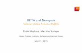 BETA and Newspeak - Matthias Springer · BETA and Newspeak IUni cation: The Pattern Expected Bene ts of Uni cation[6] Design goals \The pattern mechanism should be the ultimate abstraction