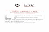 The missing dimension : The relevance of people's ...usir.salford.ac.uk/32959/1/version_for_IR.pdf · A geography of time: The temporal misadventures of a social psychologist. Or