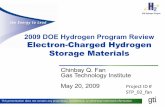 Electron-Charged Hydrogen Storage Materials · Electron-Charged Hydrogen Storage Materials Author: Chinbay Fan, Gas Technology Institute Subject: 2009 DOE Hydrogen Program and Vehicle