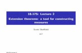 18.175: Lecture 2 .1in Extension theorems: a tool for ...math.mit.edu/~sheffield/175/Lecture2.pdf · 18.175: Lecture 2 Extension theorems: a tool for constructing measures Scott She
