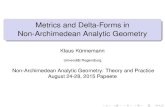 Metrics and Delta-Forms in Non-Archimedean Analytic Geometry · 1 Classical Arakelov theory 2 Tropical geometry and Lagerberg’s superforms 3 Delta-forms and delta-currents 4 First