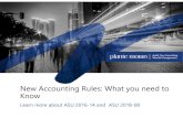 New Accounting Rules: What you need to Know• ASU 2016-14 Not-for-Profit Entities (Topic 958): Presentation of Financial Statements of Not-for-Profit Entities: • Scope and Effective