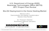 U.S. Department of Energy (DOE) Bioenergy Technologies ... · 2017 Project Peer Review Bio-Oil Deployment in the Home Heating Market March 6, 2017 Demonstration and Market Transformation