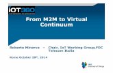 From M2M to Virtual Continuum - IoT 360iot-360.eu/2014/wp-content/uploads/2014/10/Roberto_Minerva.pdf · communication processes.” - ETSI oneM2M ! IoT as “A global infrastructure