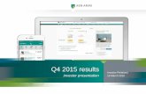 Q4 2015 results - ABN AMRO Q4 2015 results investor presentation Investor Relations 16 March 2016 Slide