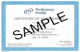 CERTIFICATE OF ACHIEVEMENT SAMPLE - ETS Home · description of this certificate and the degree of skill related to the level of certificate you attained. CERTIFICATE OF ACHIEVEMENT
