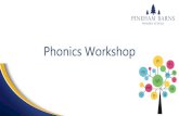 Phonics Workshop - Pineham Barns · 2018-11-15 · Phonics Workshop. What is phonics? rain cak e tray great eight straight. How we teach phonics •Every morning 9am •Targeted groups