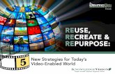 Reuse, RecReate and RepuRpose - Knovio...2017/05/06  · Reuse, RecReate and RepuRpose 7 Step 2 – Plan The Right Type Of Video For Your Content Strategy As content marketing gains