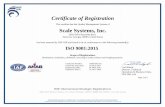 Certificate of Registration Scale Systems, Inc. · Certificate of Registration This certifies that the Quality Management System of Scale Systems, Inc. 3905 Steve Reynolds Blvd. Norcross,