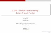 ECE595 / STAT598: Machine Learning I Lecture 26 Growth ...€¦ · Outline Lecture 25 Generalization Lecture 26 Growth Function Lecture 27 VC Dimension Today’s Lecture: Overcoming