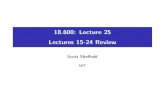 18.600: Lecture 25 .1in Lectures 15-24 Reviewsheffield/2017600/Lecture25.pdf · 18.600: Lecture 25 Lectures 15-24 Review Scott She eld MIT. Outline Continuous random variables Problems