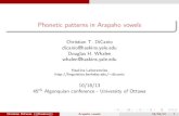 Phonetic patterns in Arapaho vowels - University at Buffalocdicanio/pdfs/Arapaho_vowels_talk.pdf · Vowel quality and quantity Results: Speakerdiﬀerences 2400 2000 1600 1200 700