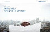 MergeIT: HCL’s M&A Integration Strategy...system and help guide them to take the key integration decisions • Ensuring Business Synergies are enabled and achieved ... enterprise
