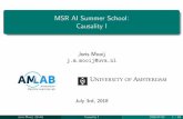 MSR AI Summer School: Causality I - staff.fnwi.uva.nl · MSR AI Summer School: Causality I Joris Mooij j.m.mooij@uva.nl July 3rd, 2018 Joris Mooij (UvA) Causality I 2018-07-03 1