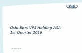 Oslo Børs VPS Holding ASA 1st Quarter 2016 · Oslo Børs VPS Holding ASA 1st Quarter 2016. 28 April 2016. 1st quarter at a glance • Growth in underlying earnings despite a relatively