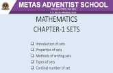 MATHEMATICS CHAPTER-1 SETSmetasofsda.in/.../uploads/sites/4/2020/04/Mathematics-Chapter-1-Se… · Introduction of sets Properties of sets Methods of writing sets Types of sets Cardinal