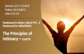 The Principles of Intimacy – cont’dstorage.cloversites.com/newlifetemplechurch/documents/Positioned … · The Principles of Intimacy Why does God Desire Intimacy? 1.Intimacy